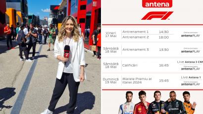 Camelia Bălţoi trăiește live Formula 1 la Marele Premiu de la Imola, duminică ȋn direct la Antena 1 și în AntenaPLAY, de la 15:45