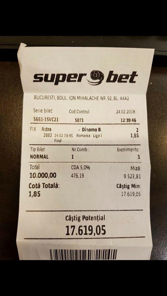 Cel mai supărat suporter dinamovist! A pariat o sumă COLOSALĂ pe victoria "câinilor" împotriva Astrei!