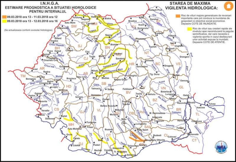 Anunţ de ULTIMĂ ORĂ de la meteorologi! Cod galben de inundaţii în 12  județe! Lista cu râurile problemă! România, sub ape!
