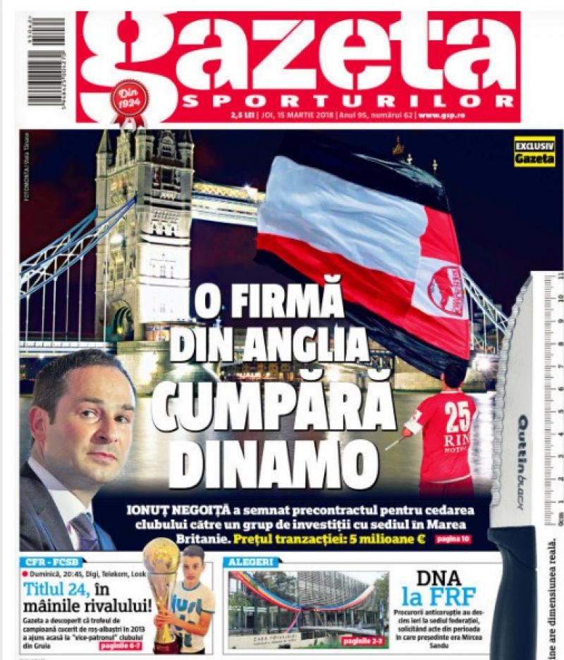 Revista presei sportive, 15.03.2018: Pe ce sumă se vinde Dinamo; Lionel Messi, zeu în toată presa din Europa: ”Magic”, ”Tatăl Nostru”, ”Dumnezeu”