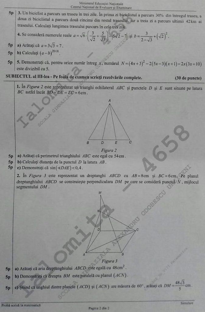 SUBIECTE Simulare Evaluare Naţională 2018: Ce subiecte au avut de rezolvat elevii la Matematică