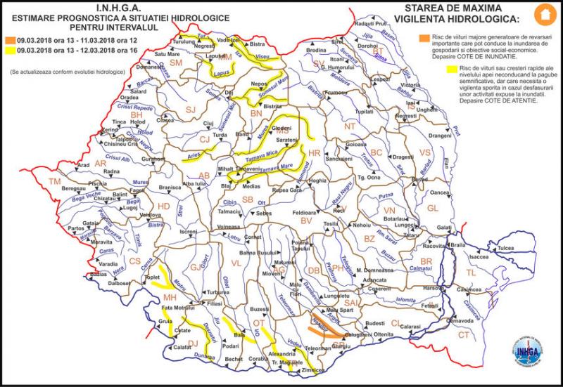 România, sub ape! Avertizări COD GALBEN şi PORTOCALIU de inundaţii până săptămâna viitoare