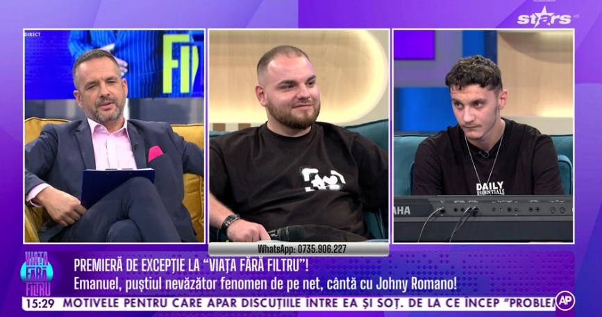 Emanuel Ion a revenit în platoul “Viața fără filtru” cu noua piesă. Johny Romano, surpriză neașteptată pentru Emanuel, o colaborare