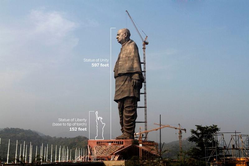 L-au dezvelit pe Sardar Vallabhbhai Patel! Cea mai înaltă statuie din lume e de două ori cât Casa Poporului!