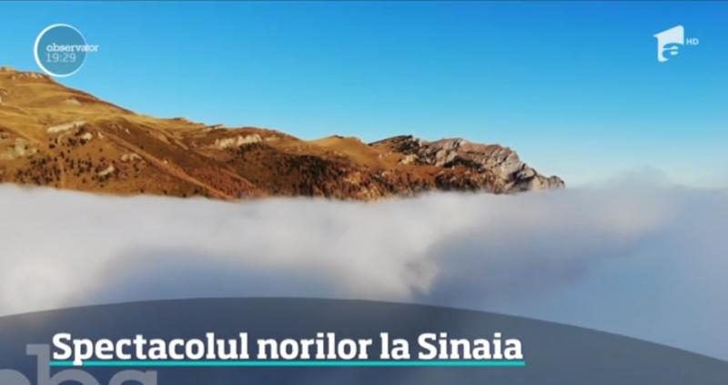 Un fenomen meteo foarte rar, surprins în stațiunea Sinaia! Turiştii au filmat spectacolul naturii din vârful muntelui