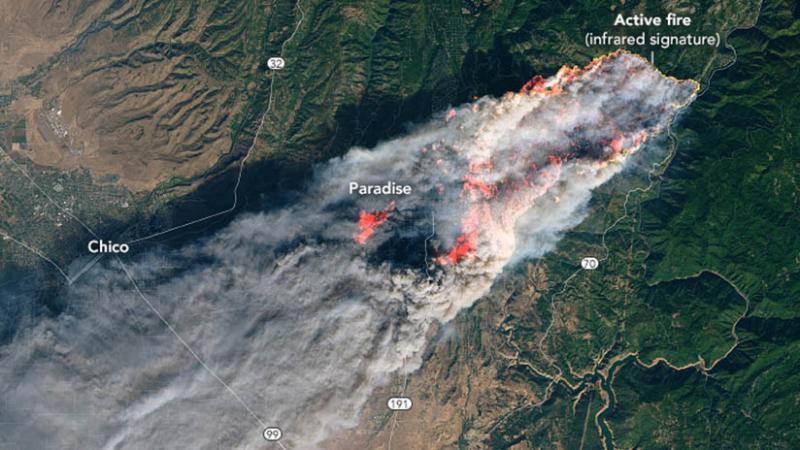 Incendiile devastatoare din California, văzute din spațiu! 50 de persoane au murit arse de vii, iar alte sute de mii au fost evacuate