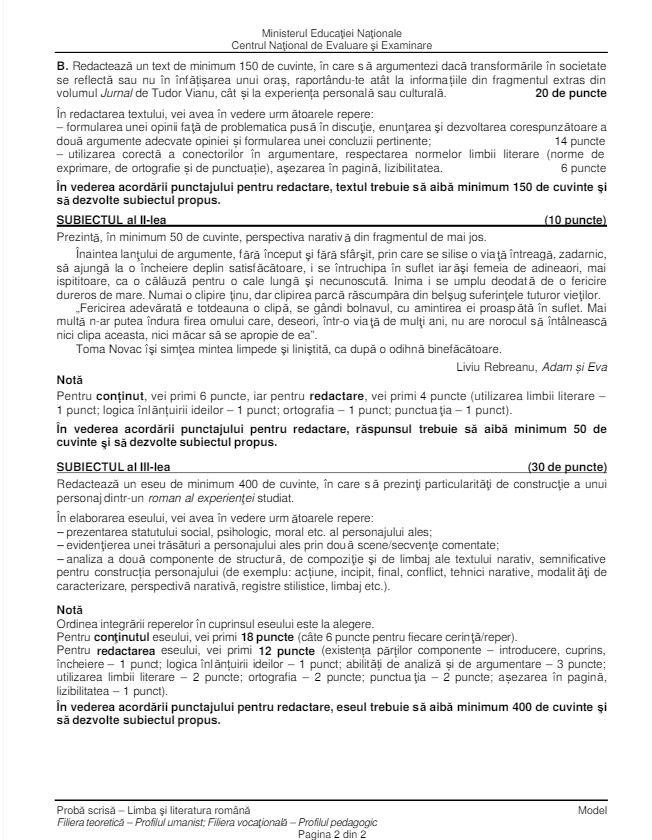 Subiecte BAC 2019. Modele de subiecte și bareme Limba Română și Matematică