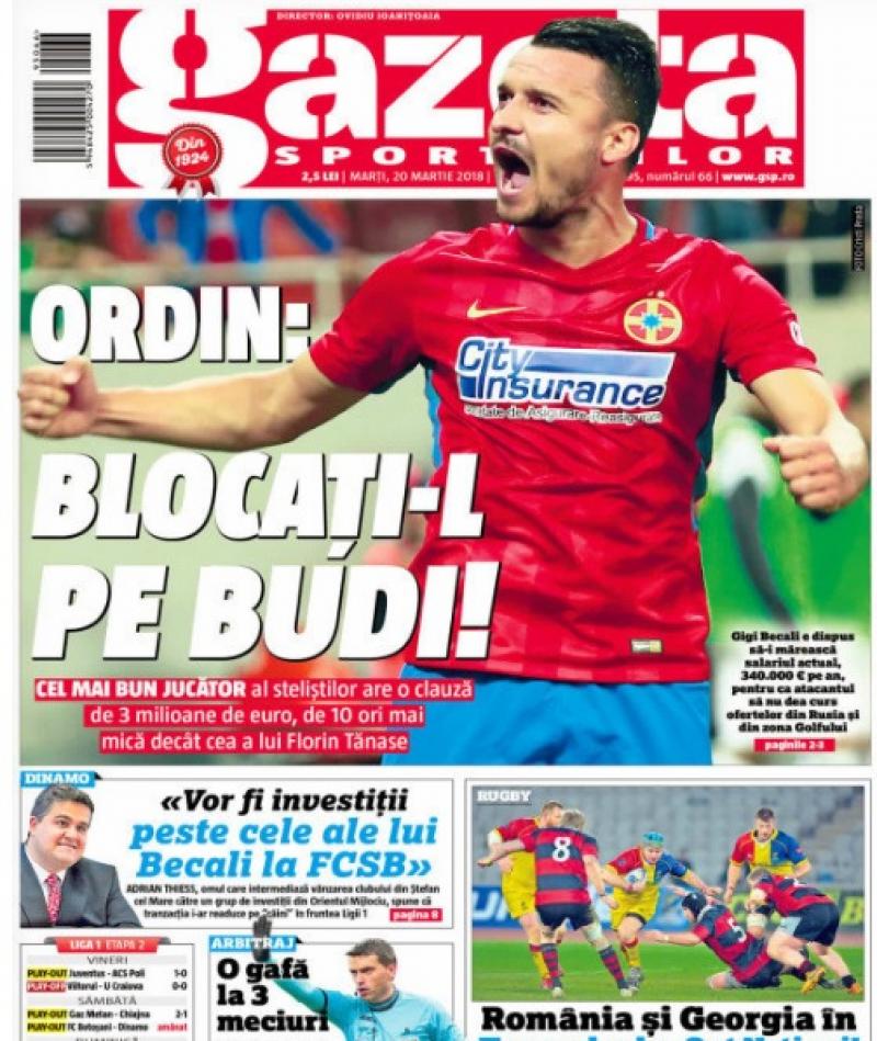 Revista presei sportive, 20.03.2018: Gigi Becali dă lovitura și îi oferă un salariu uriaș celui mai bun jucător; Cristiano Ronaldo, datorie imensă către fiscul spaniol