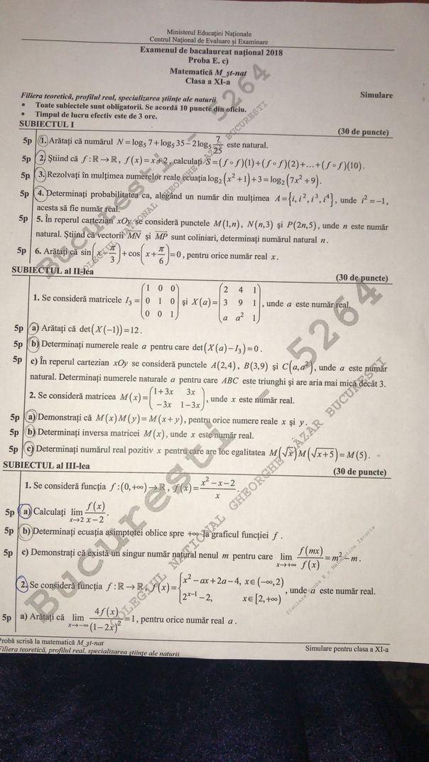 SUBIECTE SIMULARE BAC 2018. Ce subiecte au picat la Istorie și Matematică