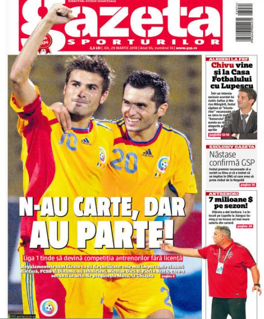 Revista presei sportive, 29.03.2018; Cristi Chivu, la Casa Fotbalului; Lewandowski pleacă de la Bayern; joacă Messi cu Roma în Ligă ?