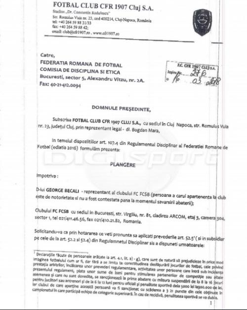 BREAKING NEWS! FCSB, 3 puncte penalizare și Gigi Becali, 12 luni suspendare ? CFR Cluj a depus a depus memoriu la Comisia de Disciplină a FRF