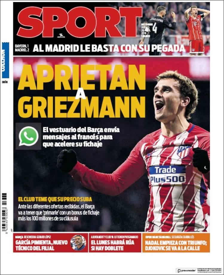 Revista presei sportive, 26.04.2018: Juventus rămâne fără antrenor dacă pierde titlul; catalanii acuză Realul că a câștigat cu arbitrii; Griezmann, chemat la Barcelona de jucători