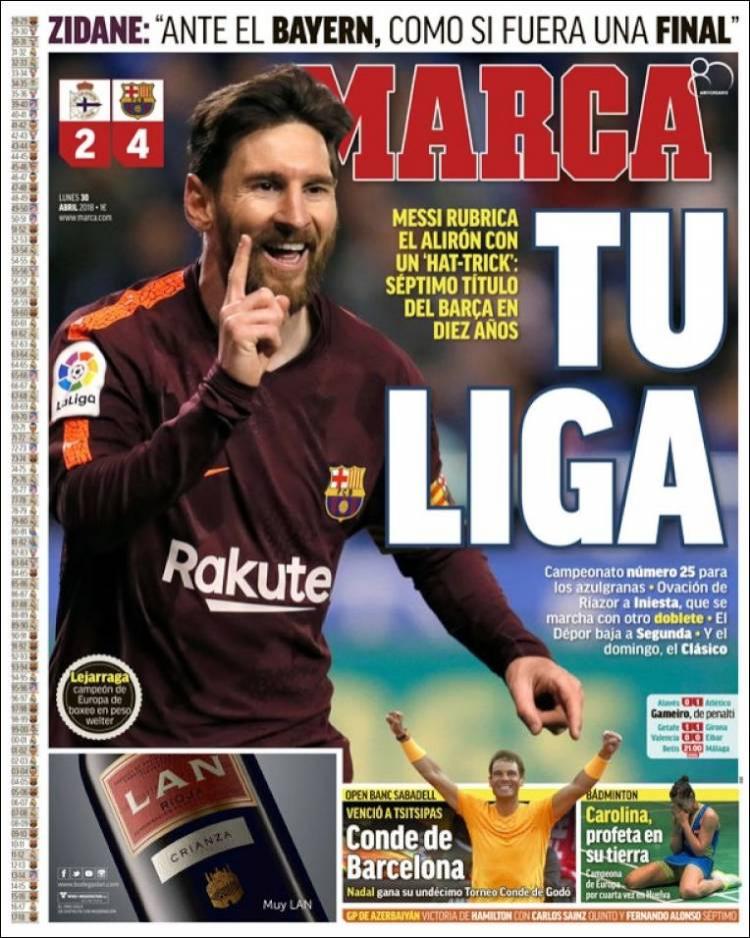 Revista presei sportive, 30.04.2018: Copy-paste în FCSB-CFR Cluj; Weekend crunt pentru Vlad Chiricheș; Messi, zeu în Catalonia și în ziarele din Madrid;