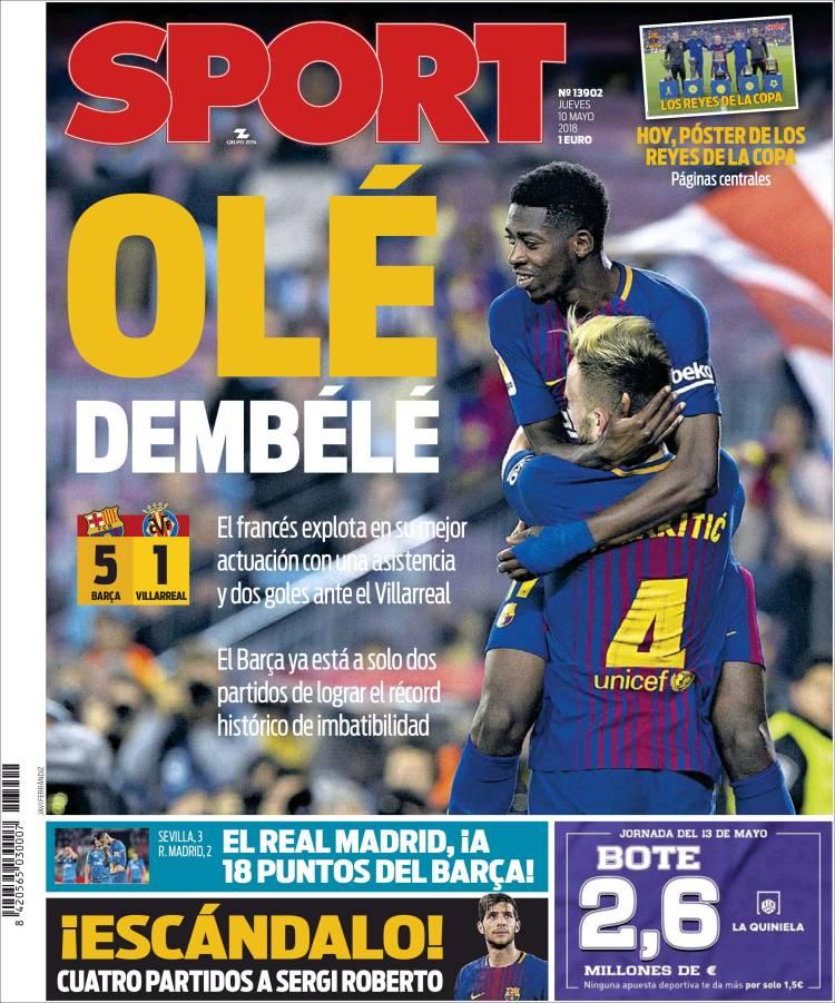 Revista presei sportive, 10.05.2018: finalistă în Cupă, Craiova primește FCSB într-un vulcan; Barcelona nu mai vede Realul în clasament, Sergio Ramos, one-man show în Sevilla-Real