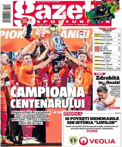 Revista presei sportive, 21.05.2018: CFR Cluj, campioana centenarului; final dramatic de sezon pentru Radu Ștefan și Lazio în Italia, Iniesta a spus adio Barcelonei