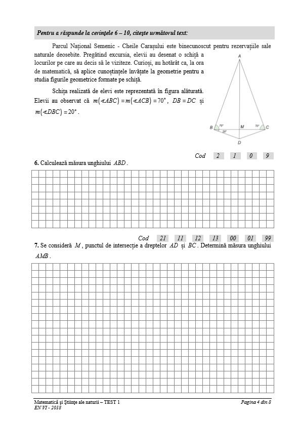 Evaluarea Națională 2018. Subiecte la Matematică și Științele Naturii