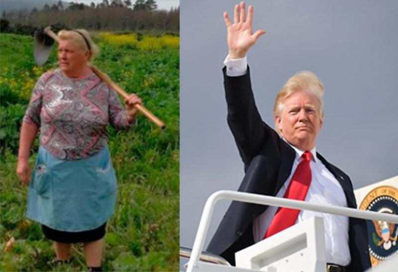 Imaginea momentului pe Internet - dublura lui Donald Trump, o țărancă din Spania ce cultivă cartofi