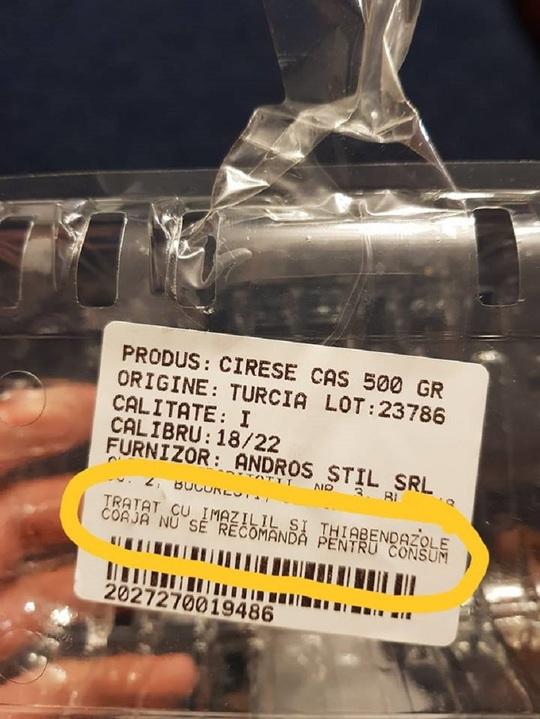 Cireşe tratate cu substanţe chimice, vândute în hipermarket la prețuri colosale: "Coaja e infectată. Substanța poate afecta ficatul şi rinichii"