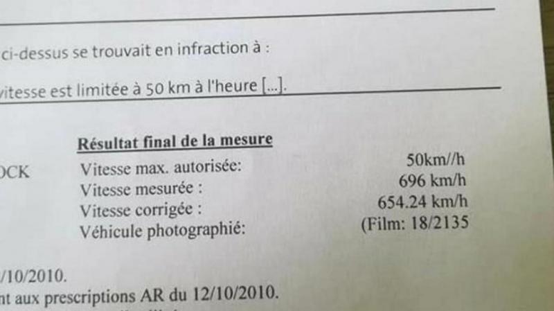 Radarul l-a surprins cu 696 km/h pe un drum public, în care limita era pe 50. Ce scrie pe amenda primită de șofer e uimitor