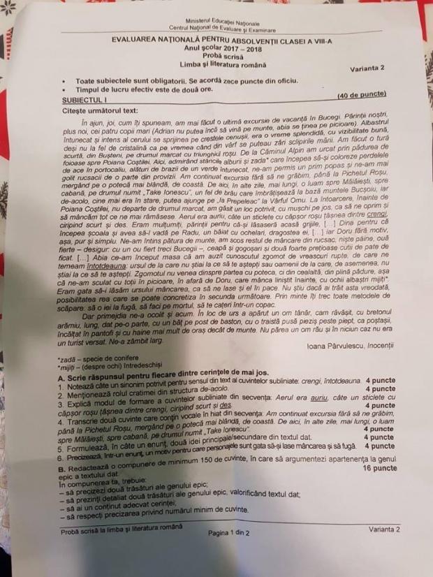 Barem Evaluare Națională 2018 Limba Română. Ce notă ai putea primi în funcție de punctaj