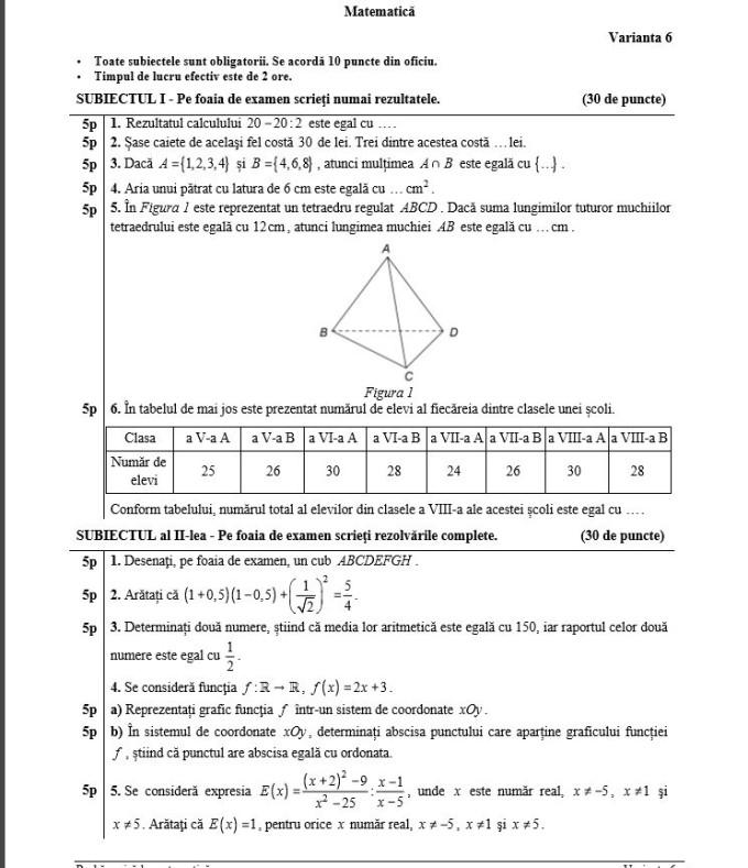 Subiecte Evaluarea Națională 2018 Matematică! Cât de greu a fost comparativ cu anul trecut