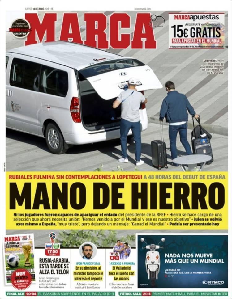 Revista presei sportive, 14.06.2018: Start în Cupa Mondială 2018, fără Italia și fără Lopetegui; Mourinho îi face pe englezi să viseze; Hierro vrea trofeul în Rusia