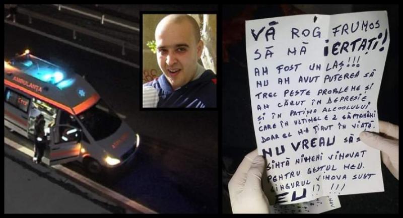 Biletul cutremurător al tânărului care s-a sinucis aruncându-se în cap de pe un pod: „Nu am avut puterea să trec peste probleme și am căzut în depresie și în patima alcoolului”
