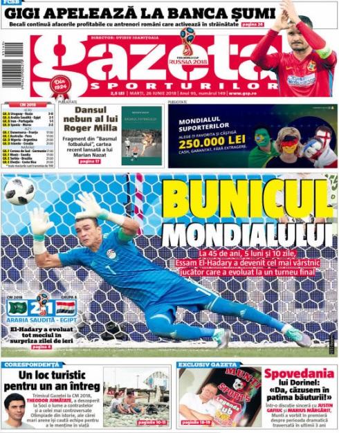 Revista presei sportive, 26.06.2018: Șumudică se ”aprovizionează” de la FCSB; ”Viva el VAR”, în toată presa spaniolă; PSG și-a vândut o vedetă