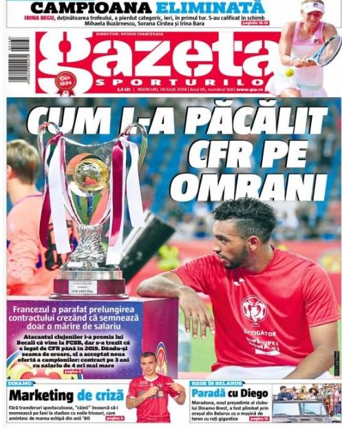 Revista presei sportive, 18.07.2018: Cum i-a luat CFR-ul lui Gigi Becali cel mai dorit atacant; Ronaldo atrage starurile la Juventus; Messi, în mare formă, la plajă!