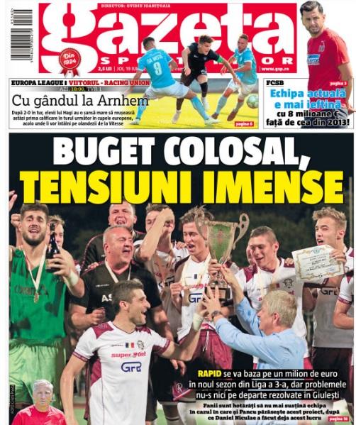 Revista presei sportive, 19.07.2018: FCSB pierde 8 milioane în valoare în 5 ani; PSG pe cale să cumpere de la AC Milan; Neymar, din nou aproape de Real