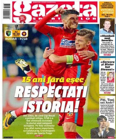Revista presei sportive, 26.07.2018: FCSB nu pierde în Europa, spune statistica; Trei nume grele pentru banca CFR-ului; Real i-a găsit înlocuitor lui Ronaldo