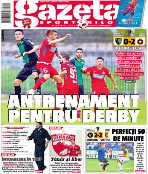 Revista presei sportive, 27.07.2018: FCSB se antrenează în Europa pentru derby-ul cu Dinamo; Unde debutează Ronaldo în Serie A; Mourinho știe cine ”trebuie să câștige titlul” în EPL
