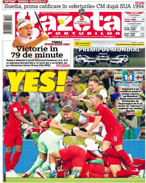 Revista presei sportive, 04.07.2018: Coșmarul ”Generației de Aur”, în sferturi la Cupa Mondială; Ronaldo la Juventus, ca și făcut; Minune la Moscova