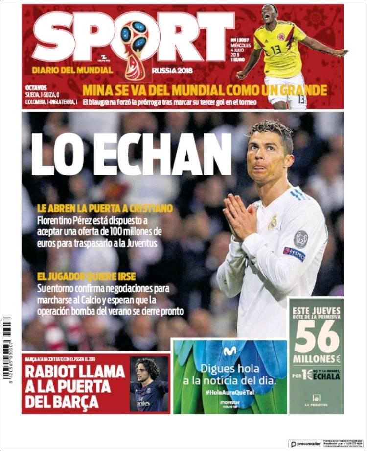 Revista presei sportive, 04.07.2018: Coșmarul ”Generației de Aur”, în sferturi la Cupa Mondială; Ronaldo la Juventus, ca și făcut; Minune la Moscova