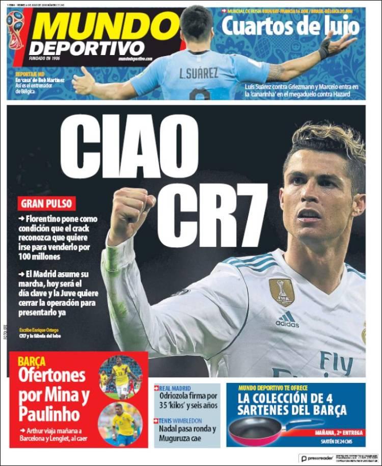 Revista presei sportive, 06.07.2018: Cristiano Ronaldo a spus ”DA!”. Când va fi prezentat; Plecare surpriză de la Barcelona
