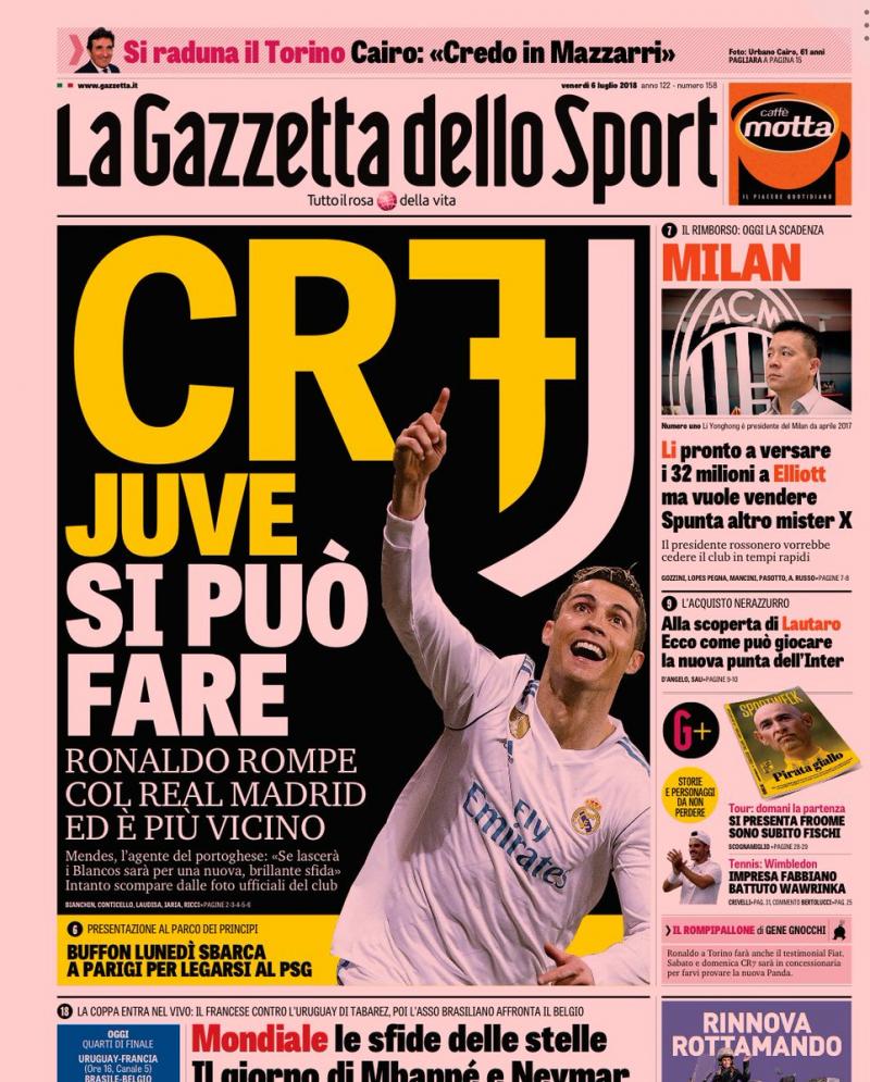 Revista presei sportive, 06.07.2018: Cristiano Ronaldo a spus ”DA!”. Când va fi prezentat; Plecare surpriză de la Barcelona