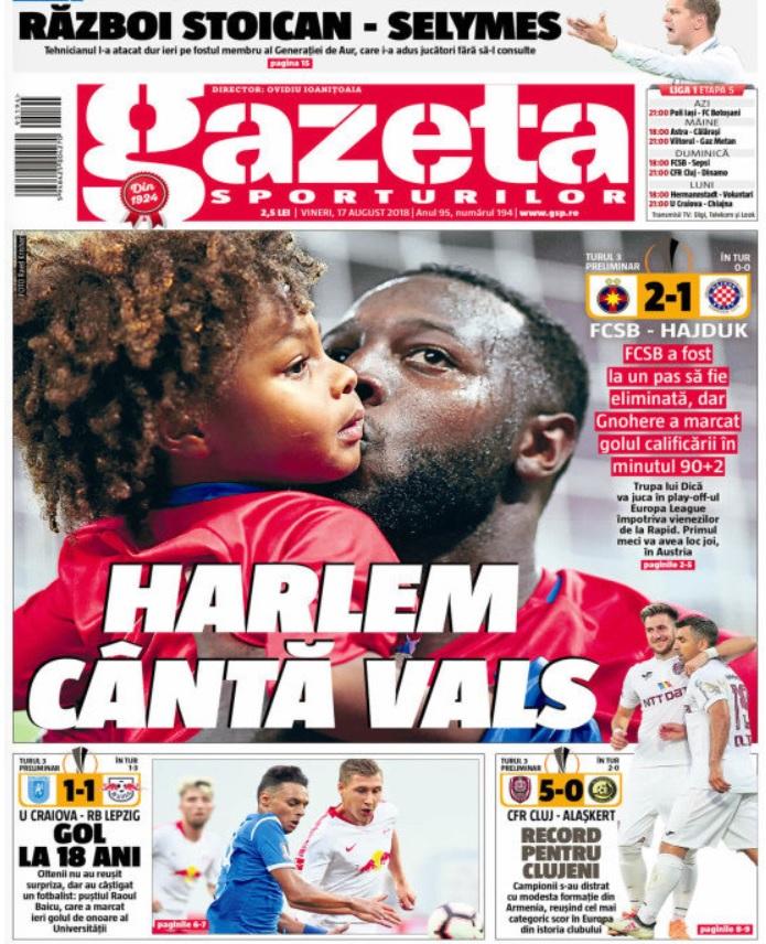 Revista presei sportive, 17.08.2018: FCSB, duel cu un român în play-off-ul Europa League; Lovitură de teatru: Pogba, la un pas de La Liga