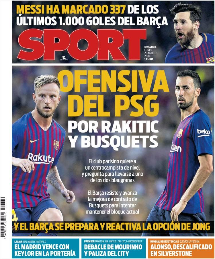 Revista presei sportive, 20.08.2018: 6! Pierde Dinamo. ”Câinii”, bătuți din nou în Ardeal; PSG vrea două staruri de la Barcelona; ”Clovnii” lui Mourinho se fac de râs în Anglia