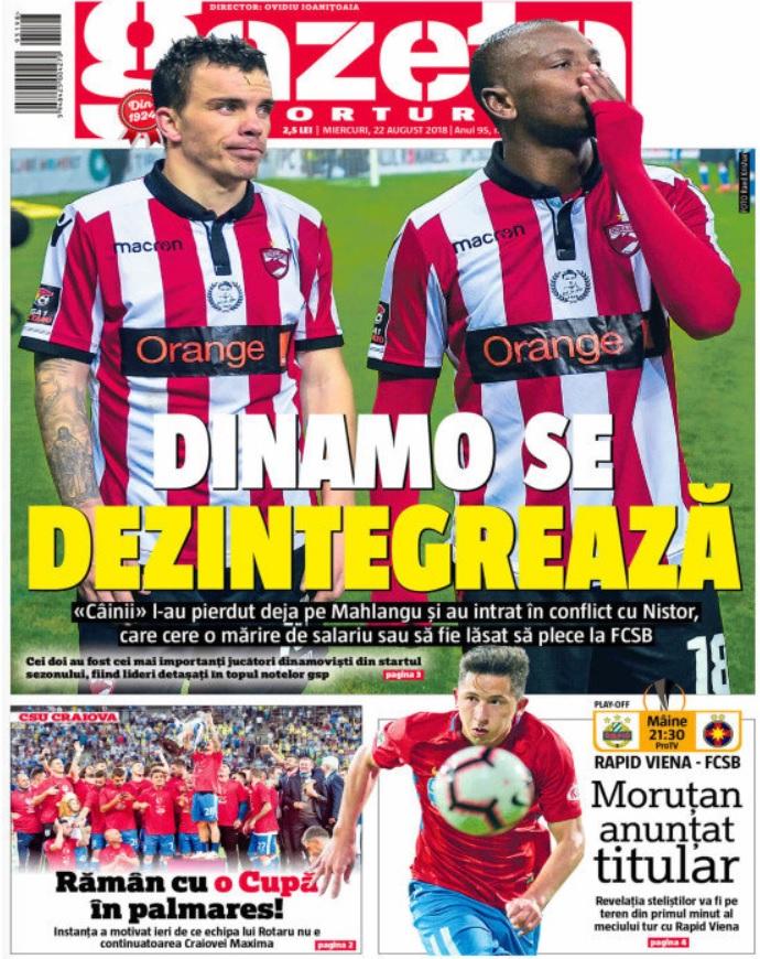 Revista presei sportive, 22.08.2018: Decizie finală: cine NU are palmaresul Științei; Titular surpriză penru FCSB la Viena; Rakitic, tot mai aproape de PSG