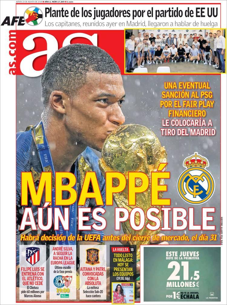 Revista presei sportive, 23.08.2018: FCSB și CFR Cluj luptă pentru 20 de milioane de Euro; Mbappe, la un pas de Spania; Barcelona, ofertă uriașă pentru un jucător de bază