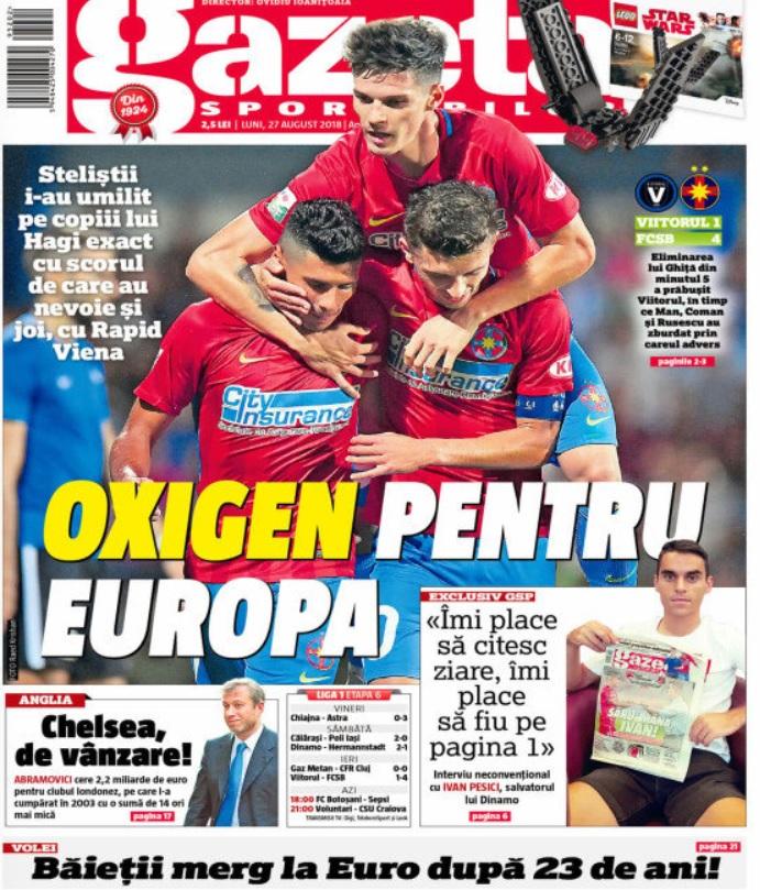 Revista presei sportive, 27.08.2018: România, calificare la Euro 2019 după 23 de ani; Tranzacție fabuloasă în Anglia: 2,2 miliarde pentru un club; Război total PSG-Barcelona