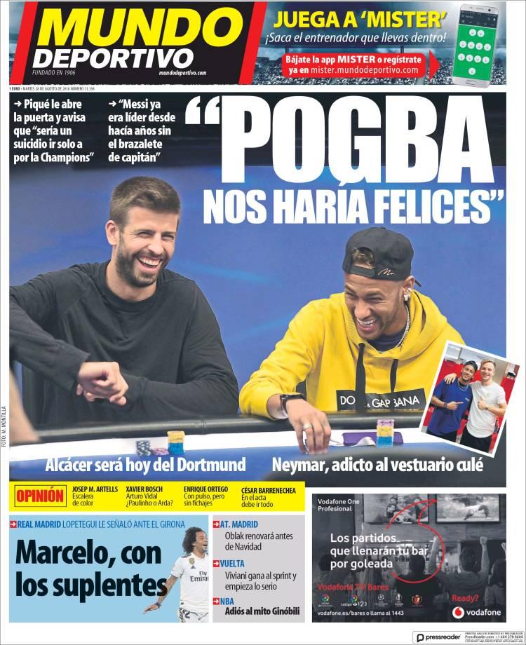 Revista presei sportive, 28.08.2018: Becali trimite ”bătrânii” în meciul cu Rapid Viena; Se deschid ușile pentru Pogba la Barcelona; Mourinho, pe făraș la United