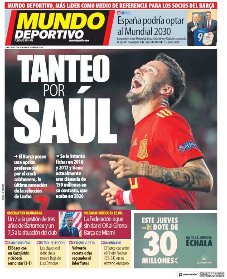 Revista presei sportive, 13.09.2018: Gică Hagi, salvatorul fotbalului românesc! Barcelona, clauză specială pentru Saul; Pep, înapoi la Barcelona..la finalul carierei