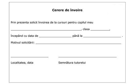 Învoire de la ore a elevilor. Model de cerere, obligații părinți și profesori