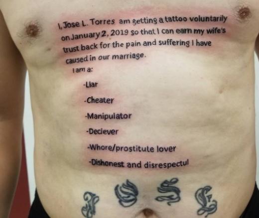 Un bărbat și-a înșelat soția și a primit cea mai umilitoare lecție! Ce tatuaj a fost obligat să își facă