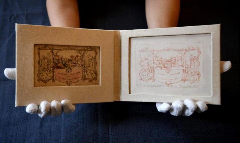 FOTO/ Cum arată prima felicitare de Crăciun din lume. Datează din anul 1843, iar iubitorii sărbătorilor de iarnă o pot admira în Londra