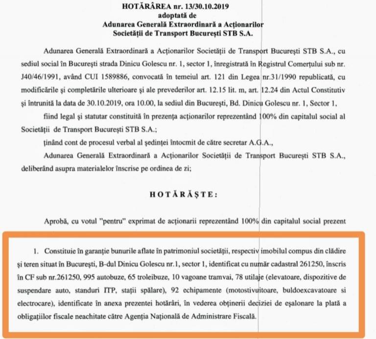 Premieră în istoria Capitalei! STB a depus garanție la Fisc sediul și parcul de autobuze! În total, 995 autobuze, 65 de troleibuze și 10 vagoane tramvai