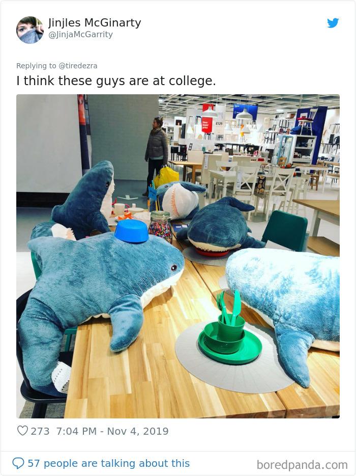 Un rechin de pluș se comportă ca un om într-un magazin celebru de mobilă! Tu l-ai văzut? - Galerie Foto