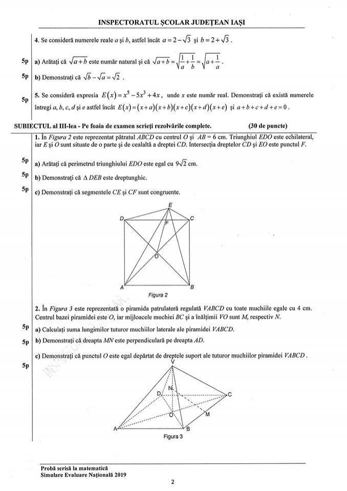 Simulare Evaluare Națională 2019. Modele de subiecte Româna și Matematică