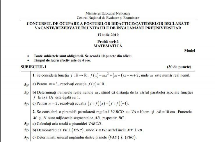 Titularizare 2019. Cum arată subiectele titularizare 2019 și baremul de notare pentru profesori